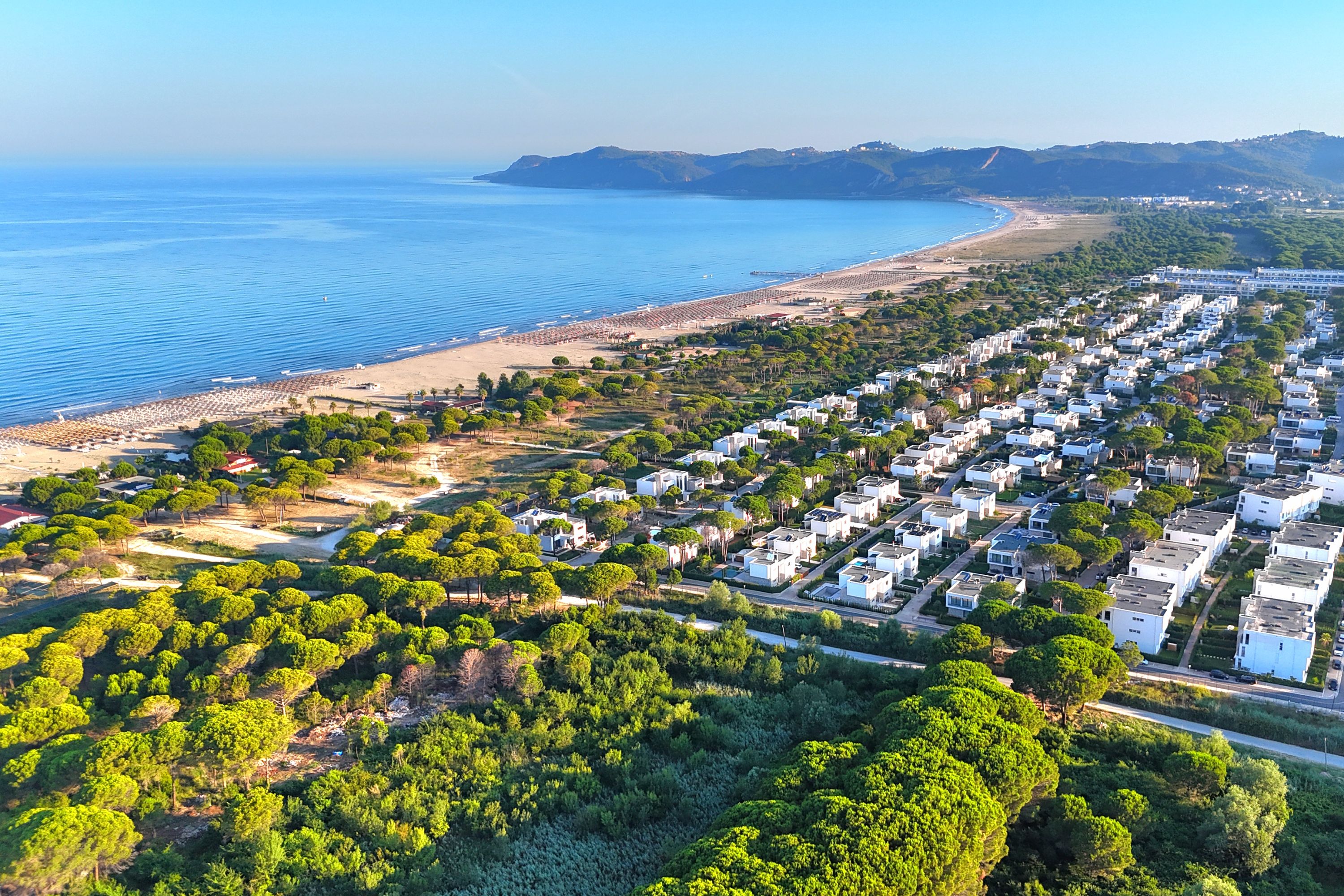 Aerial view of Lalzi Bay toward Cape Rodon