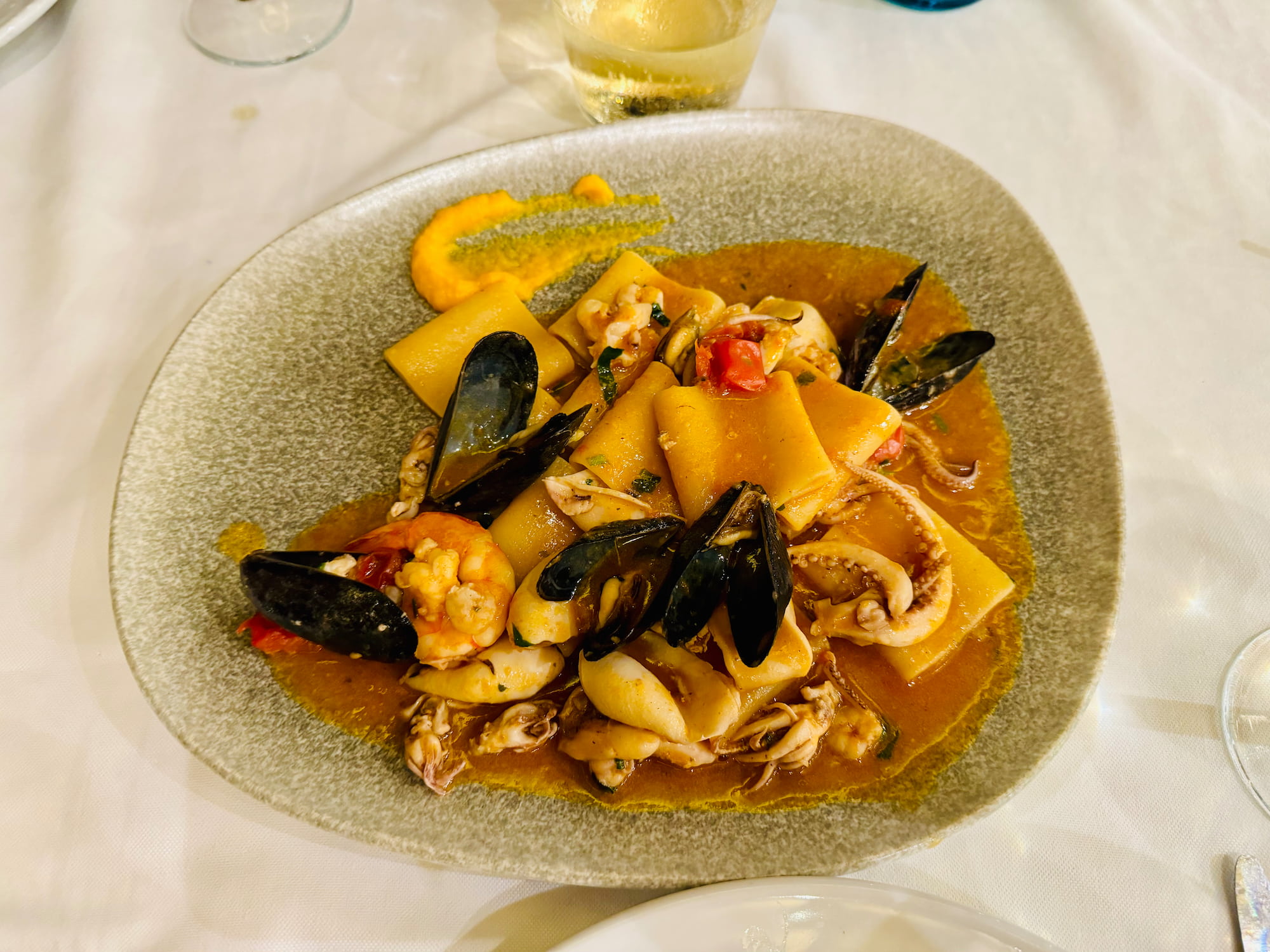 Seafood pasta at Insifa Beach near Lalzi Bay