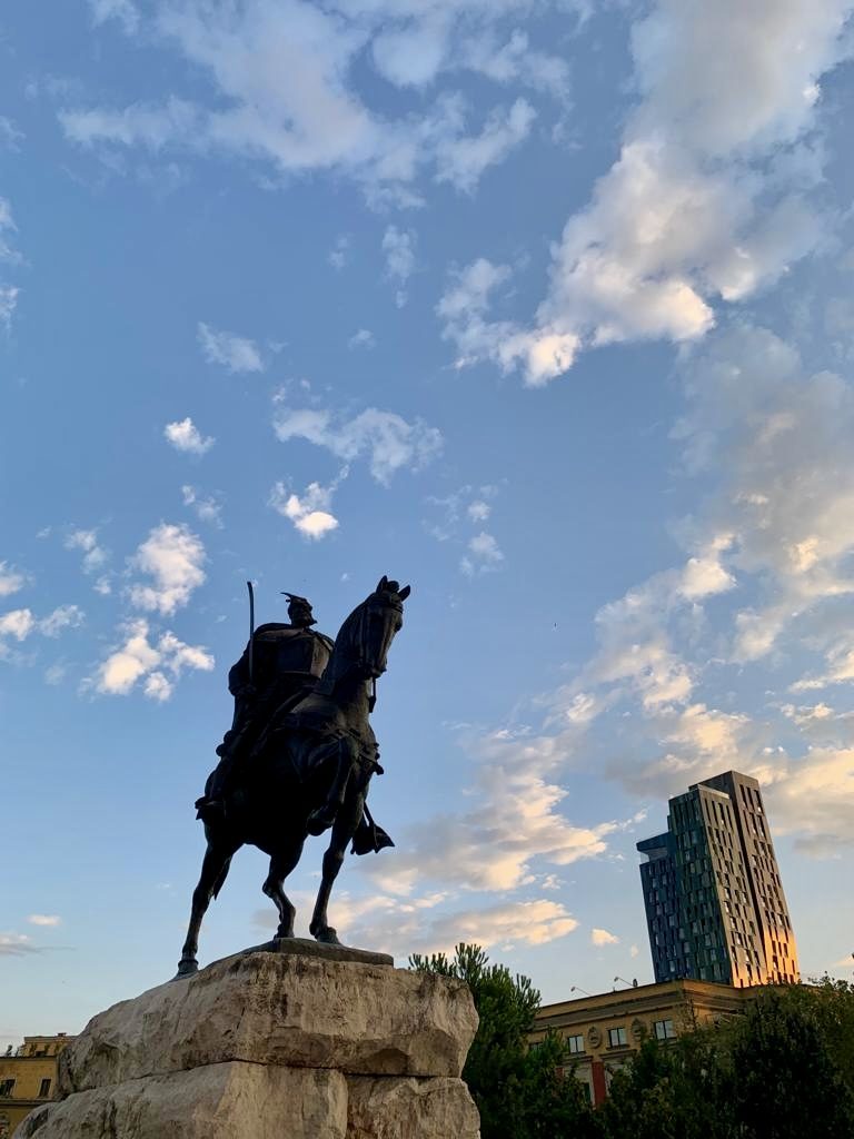 Skanderbeg statue in central Tirana